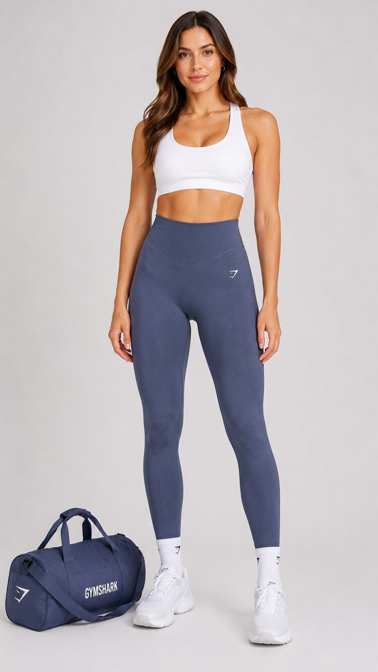 GymShark High Rise Sweat Seamless Leggings Evening Blue Womens Size XL New B6A4T